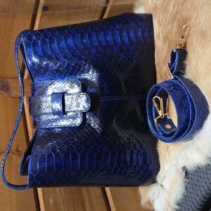 Pelle Python Snake Sapphire Blue Satchel